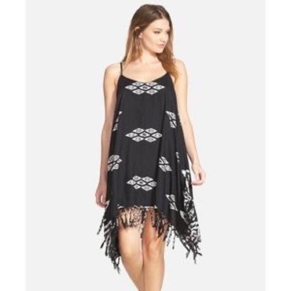BILLABONG ‘Sunlit Summer’ asymmetrical fringe  print dress Small